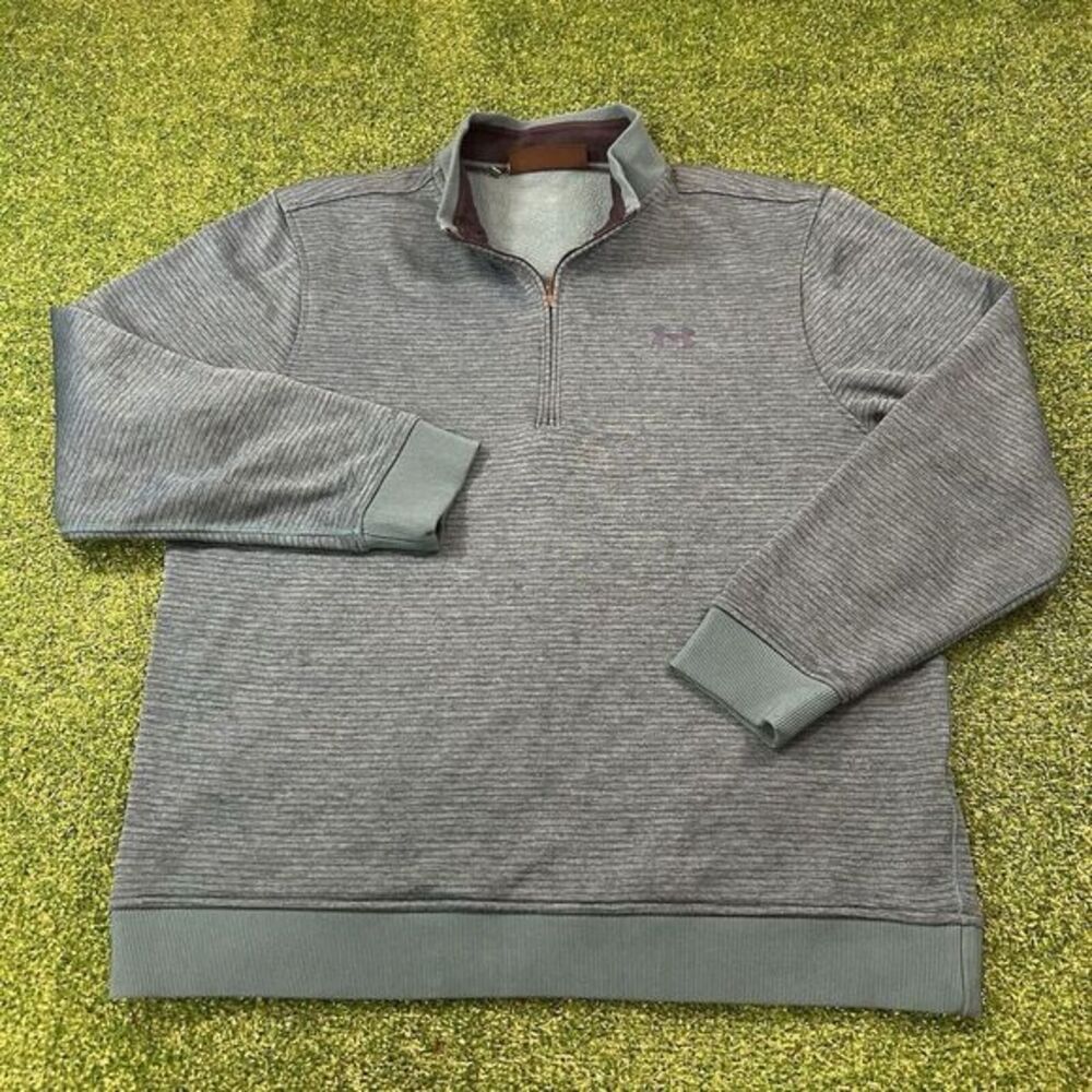 Under Armour‎ Sweater Womens Extra Large Blue Green Pullover 1/4 Zip Sweatshirt